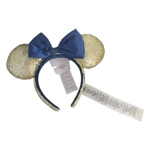 Disney Parks- 50th Anniversary Gold EARidescent Minnie Ears- Gold and Blue NWT